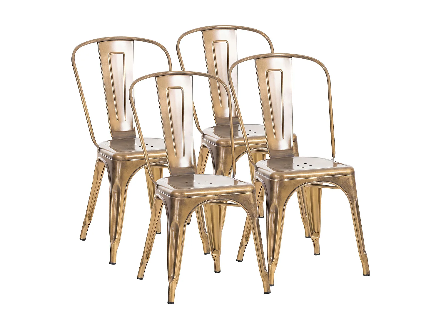 Lot de 4  Chaise de bistrot - Métal & Nature - Or - Benedikt
