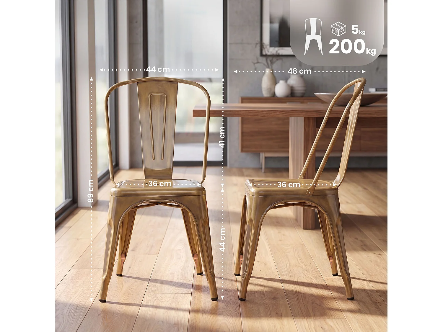Chaise de bistrot - Métal - Or - Benedikt