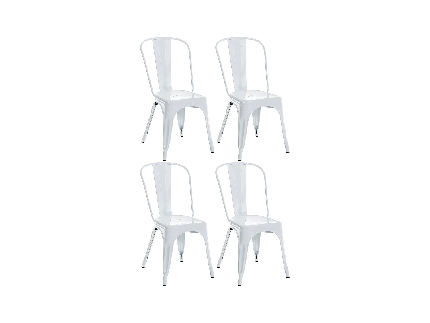 Lot de 4  Chaise de bistrot - Métal - Blanc - Benedikt