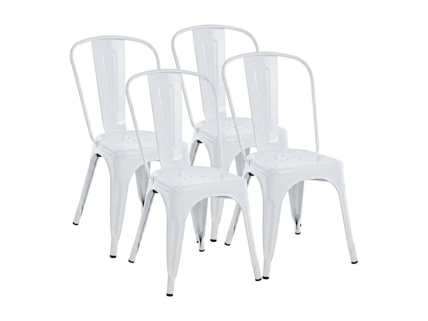 Lot de 4  Chaise de bistrot - Métal & Nature - Blanc - Benedikt