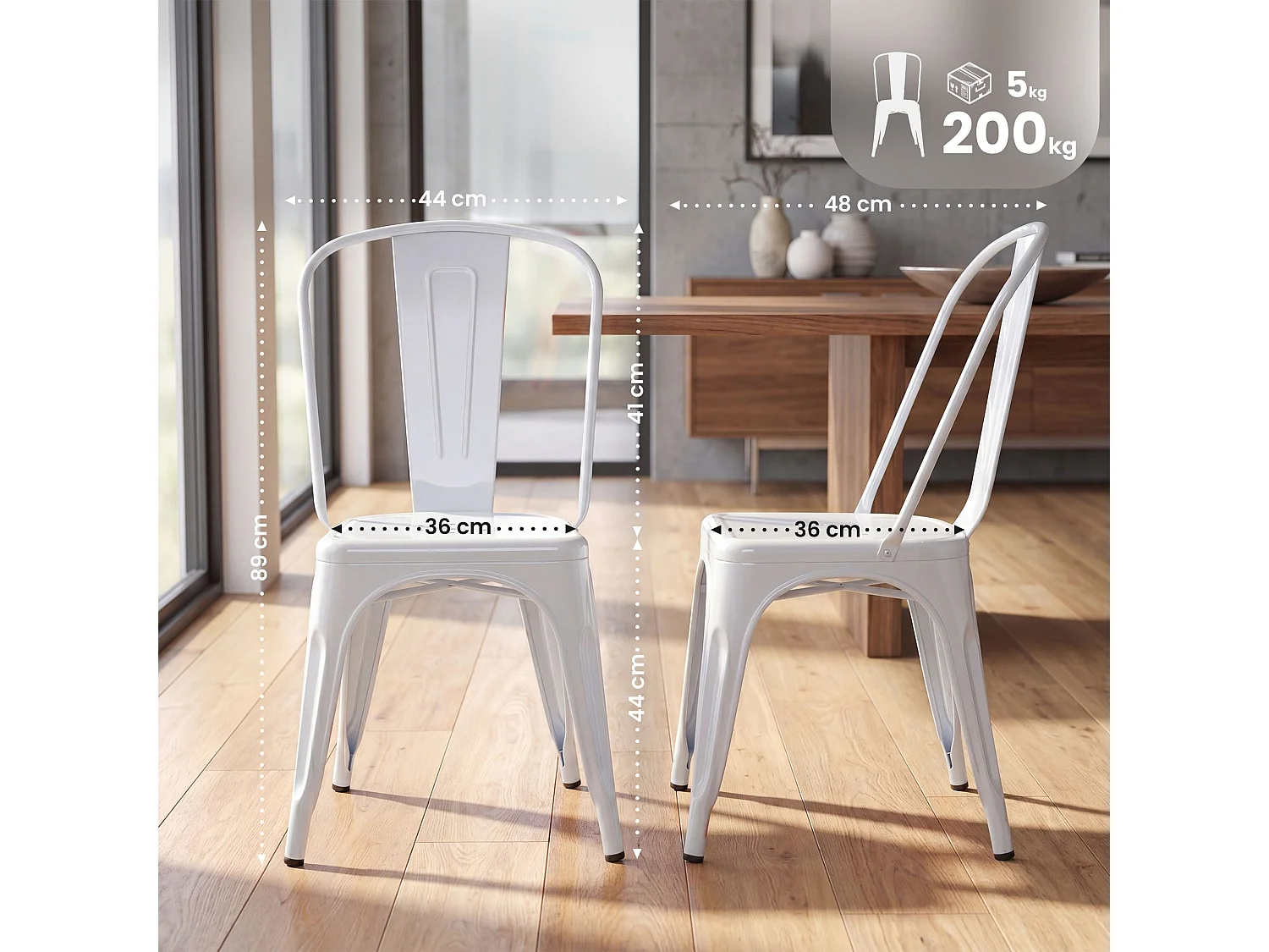 Lot de 4  Chaise de bistrot - Métal & Nature - Blanc - Benedikt
