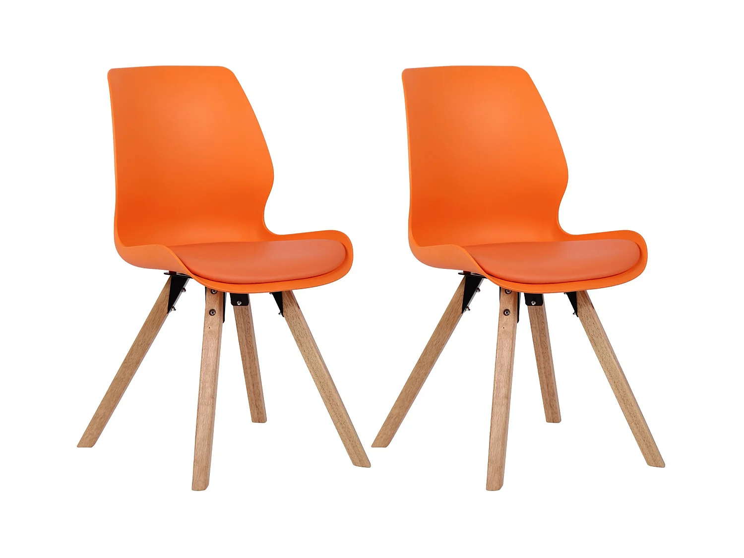 Lot de 2  chaise salle à manger - Plastique - Orange - Luna