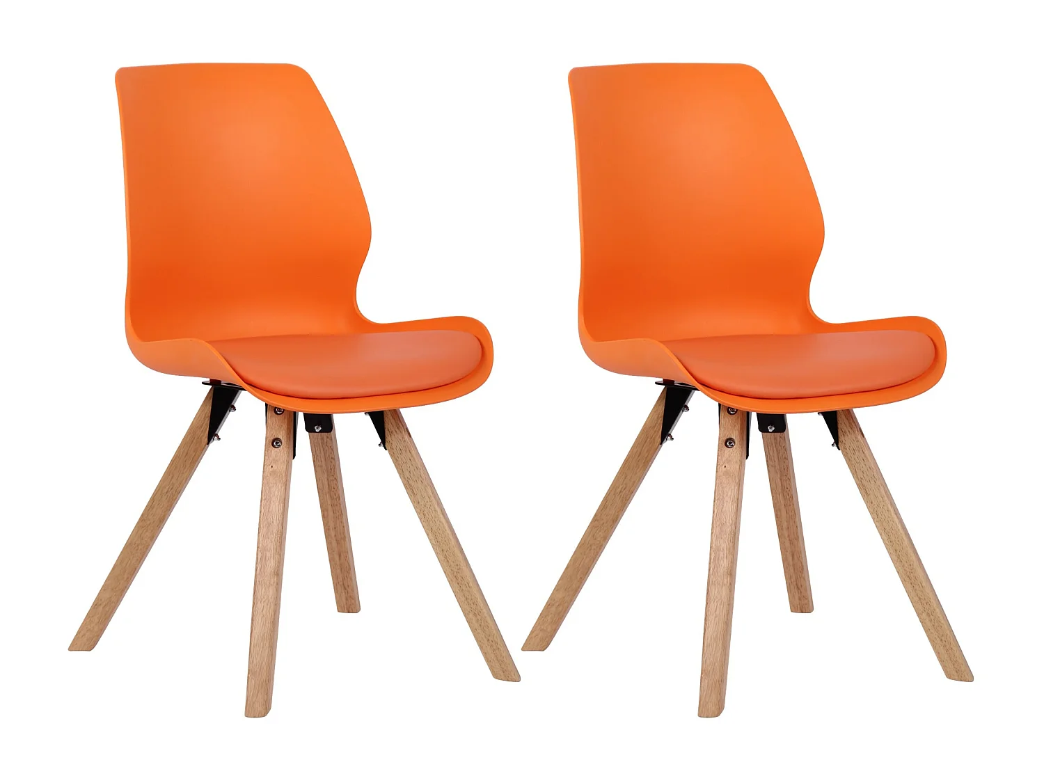 Lot de 2  chaise salle à manger - Plastique - Orange - Luna