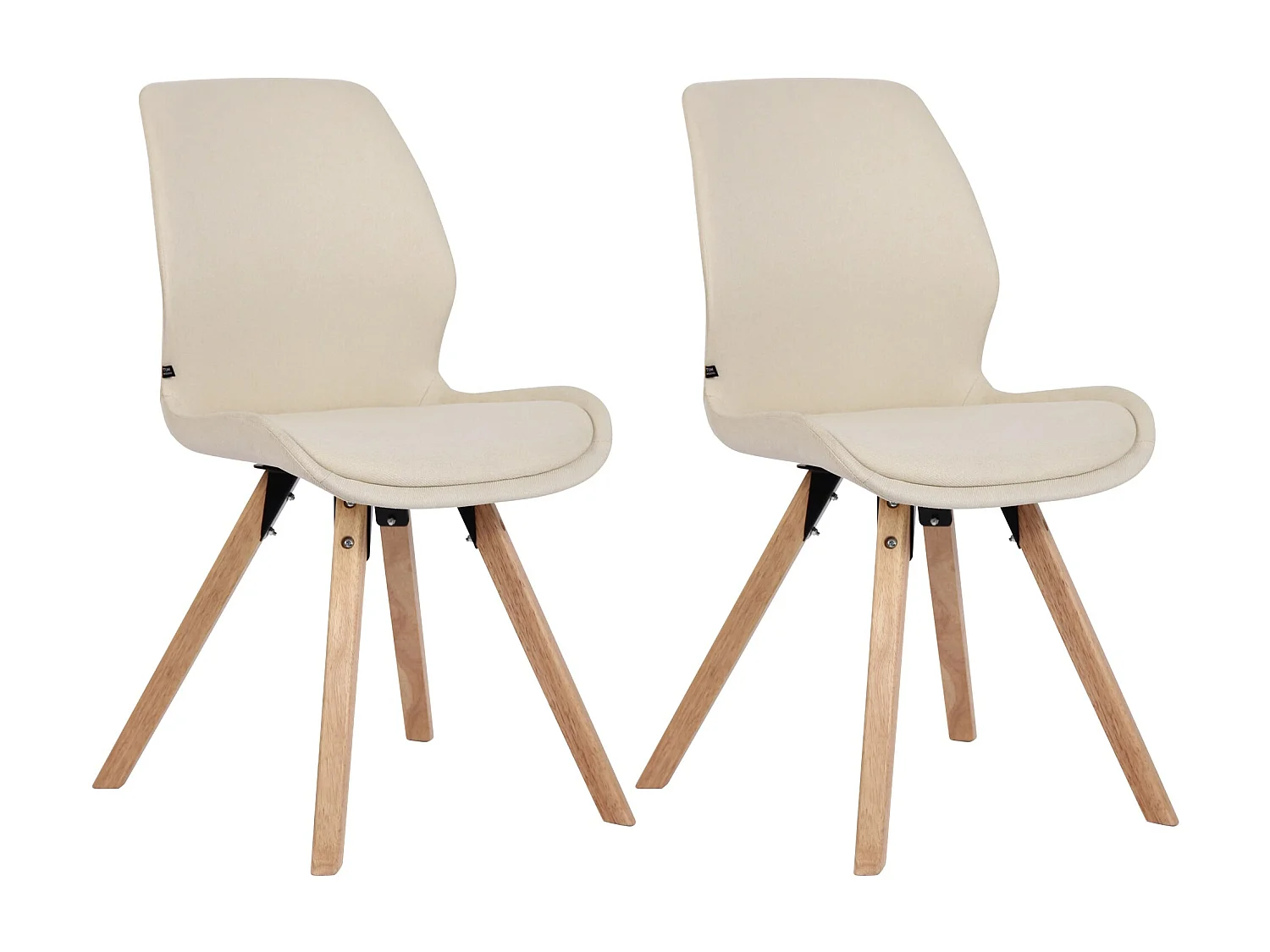 Lot de 2  chaise salle à manger - Tissu - Crème - Luna