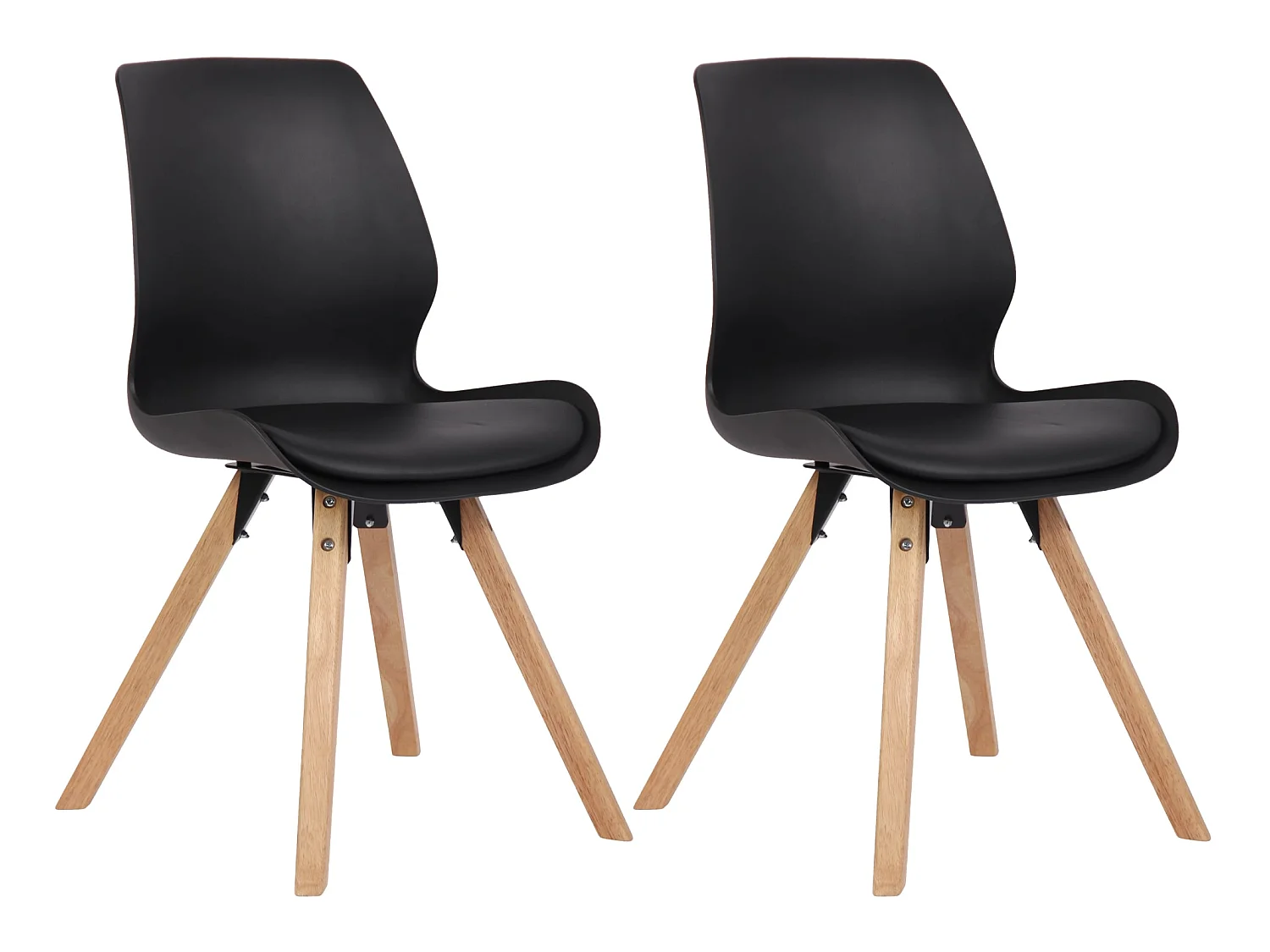 Lot de 2  chaise salle à manger - Plastique - Noir - Luna