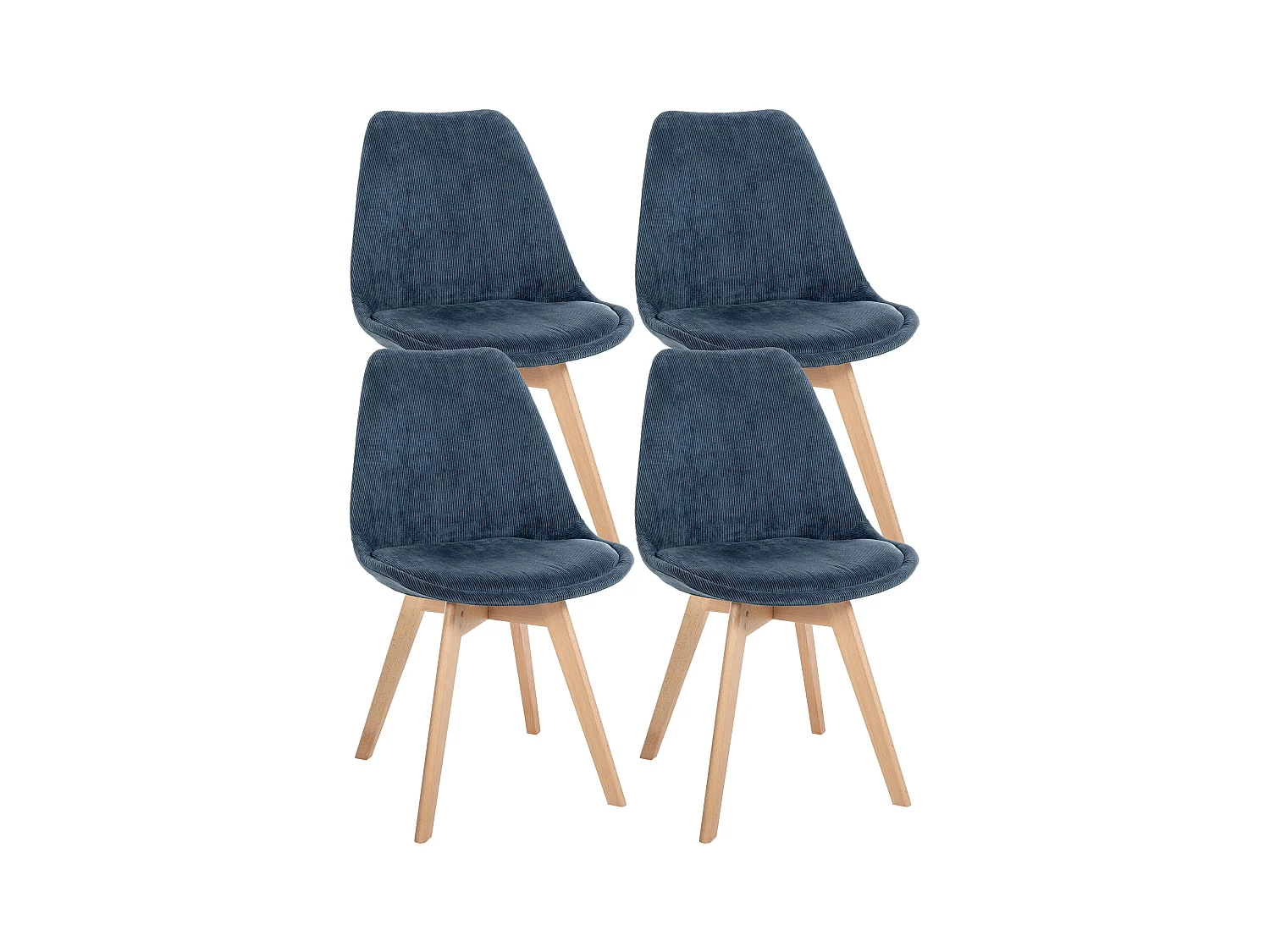 Lot de 4  chaise salle à manger - Cordon - Bleu foncé - Linares