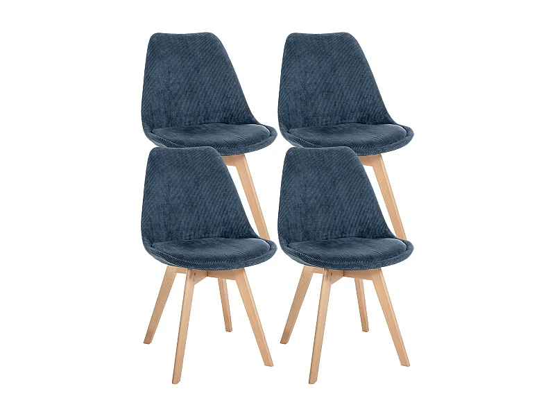 Lot de 4  chaise salle à manger - Cordon - Bleu foncé - Linares