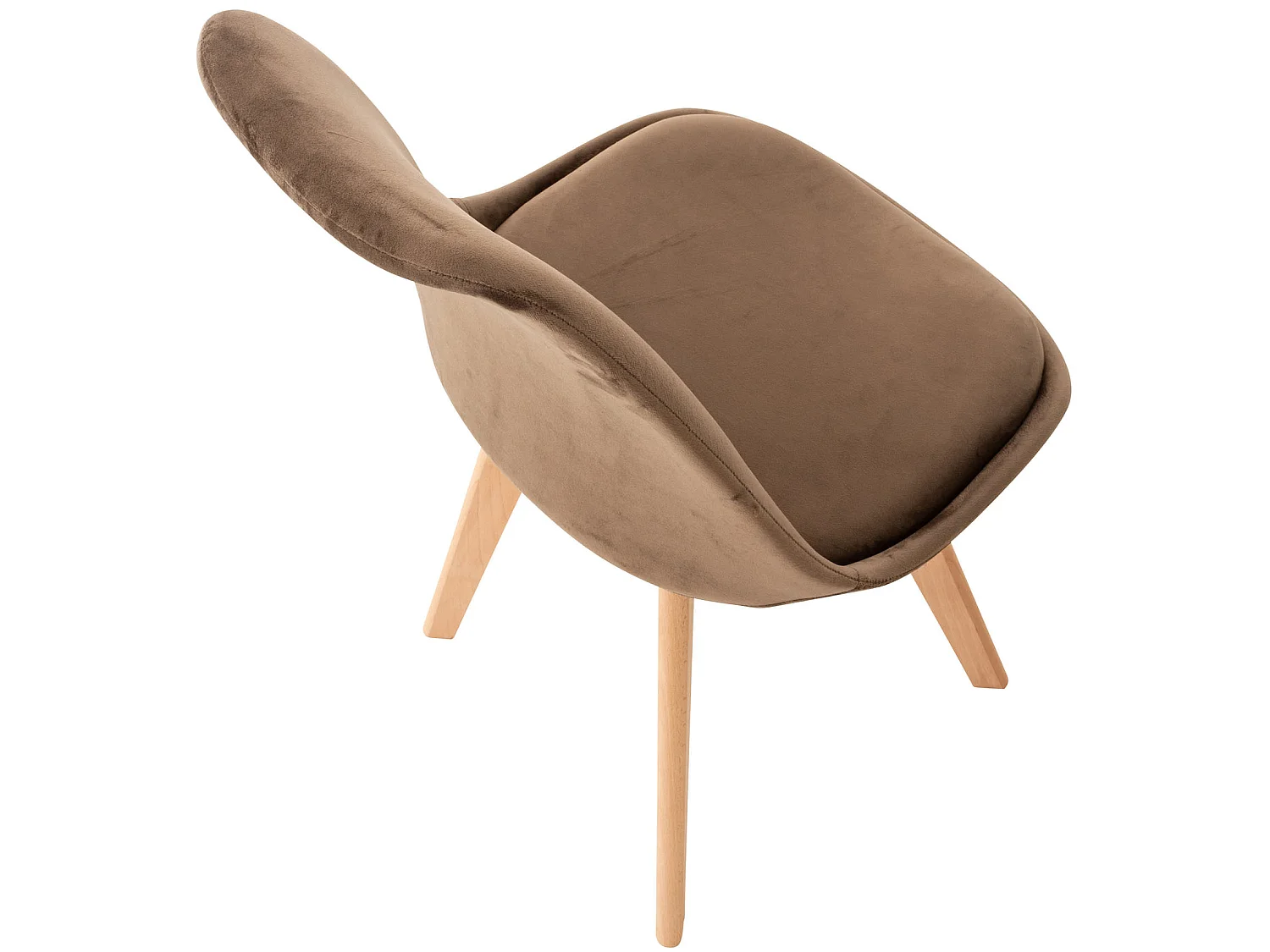 Lot de 4  chaise salle à manger - Velours - Marron foncé - Linares