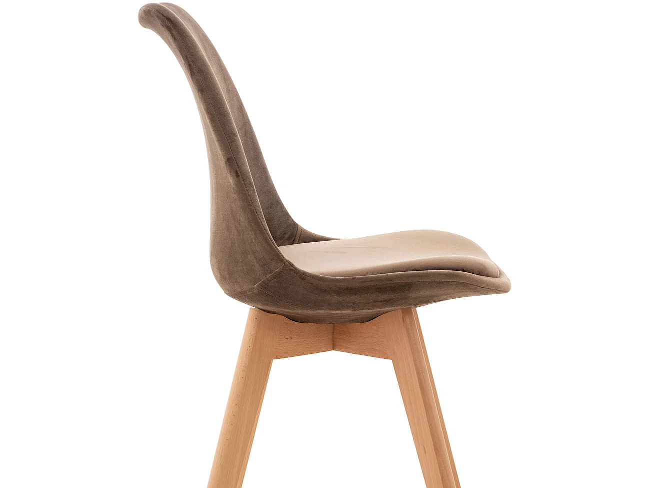 Lot de 4  chaise salle à manger - Velours - Marron foncé - Linares