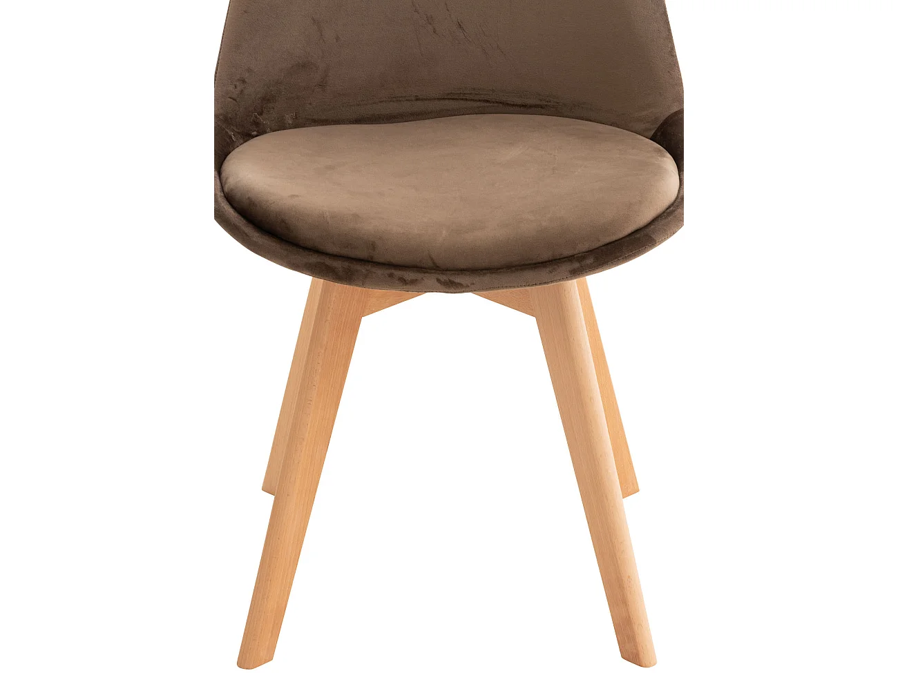 Lot de 4  chaise salle à manger - Velours - Marron foncé - Linares