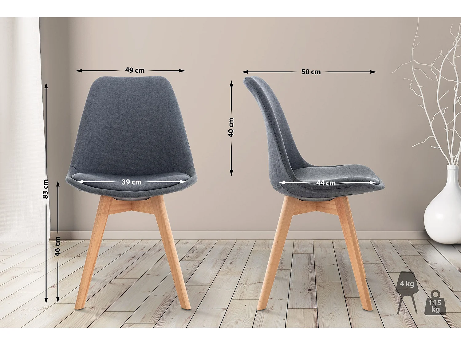 Eetkamerstoelen - Stof - donkergrijs - Linares