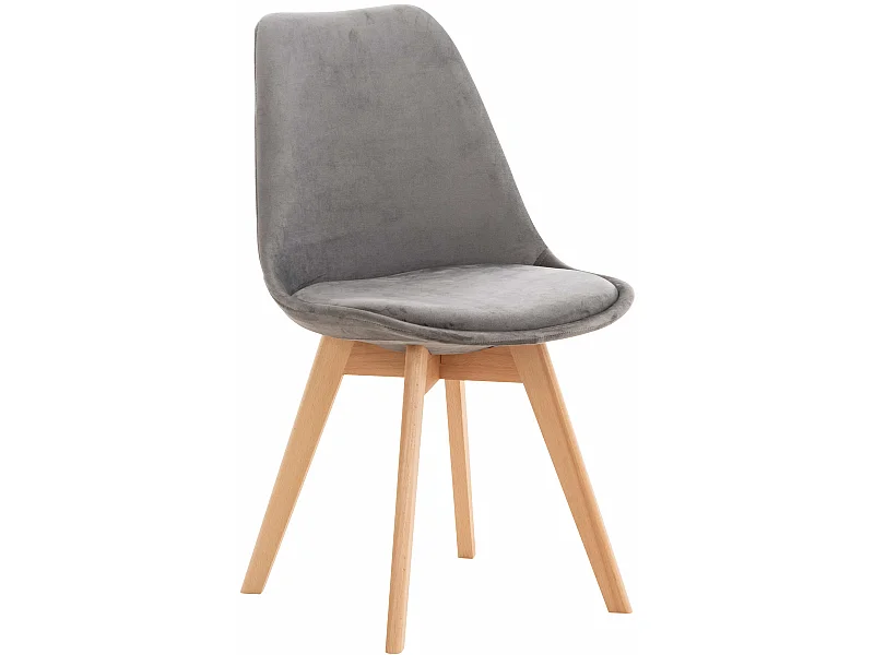chaise salle à manger - Velours - Gris - Linares