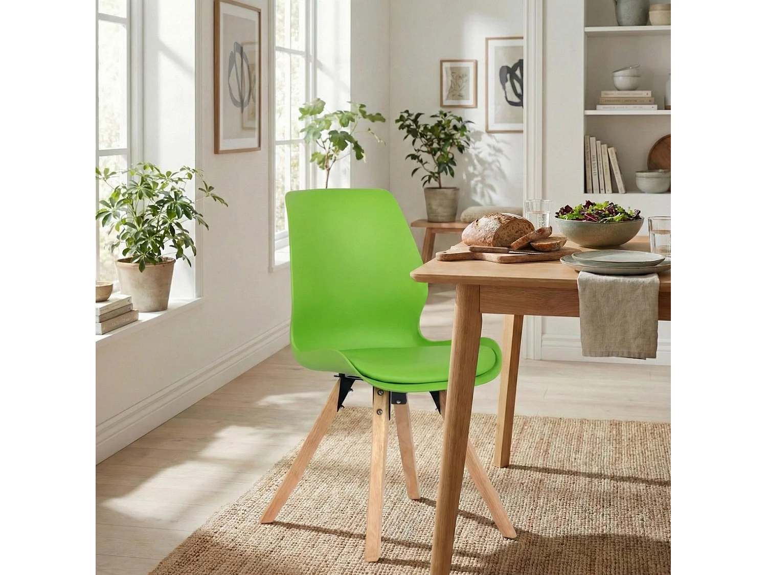 Lot de 2  chaise salle à manger - Plastique - Vert - Luna