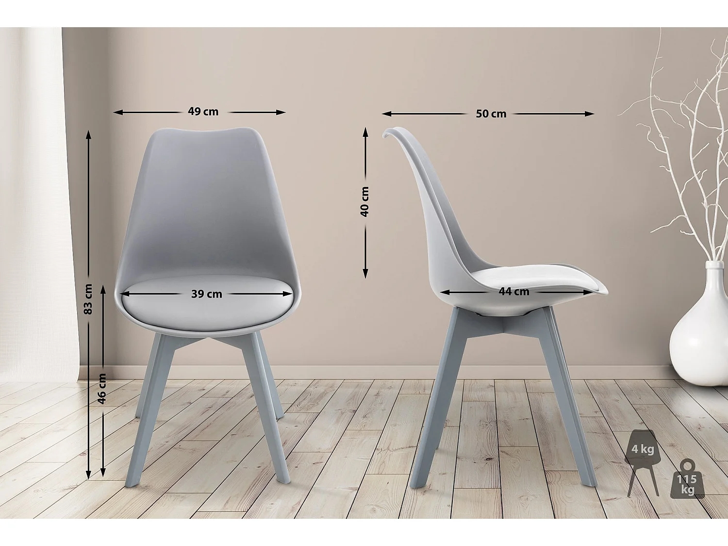 Eetkamerstoelen - Kunststof - grijs/grijs - Linares