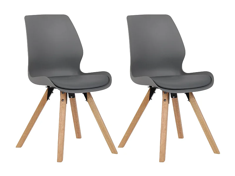 Lot de 2  chaise salle à manger - Plastique - Gris - Luna