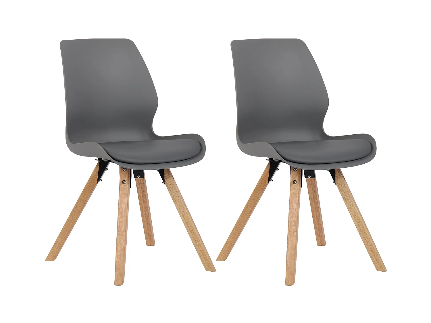 Lot de 2  chaise salle à manger - Plastique - Gris - Luna