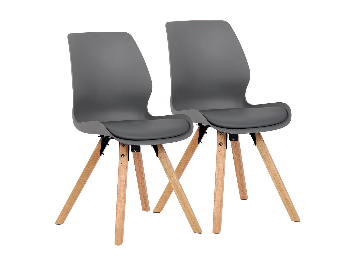 Lot de 2  chaise salle à manger - Plastique - Gris - Luna