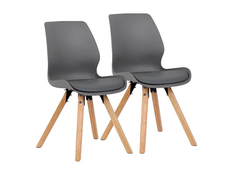 2er Set Esszimmerstuhl - Kunststoff - grau - Luna