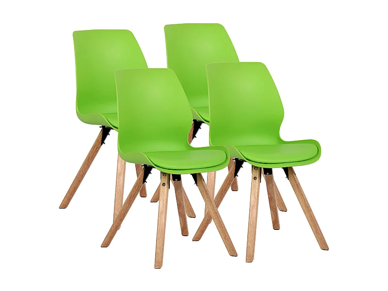 Lot de 4  chaise salle à manger - Plastique - Vert - Luna
