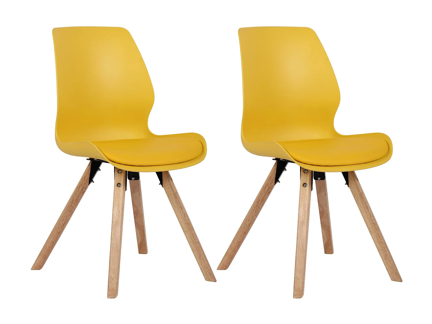 Lot de 2  chaise salle à manger - Plastique - Jaune - Luna