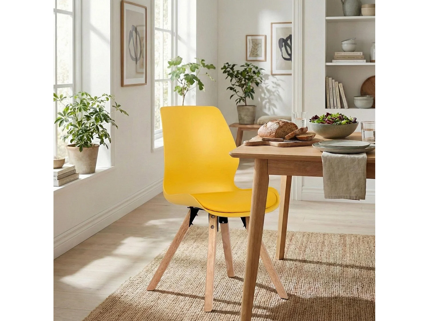 Lot de 2  chaise salle à manger - Plastique - Jaune - Luna