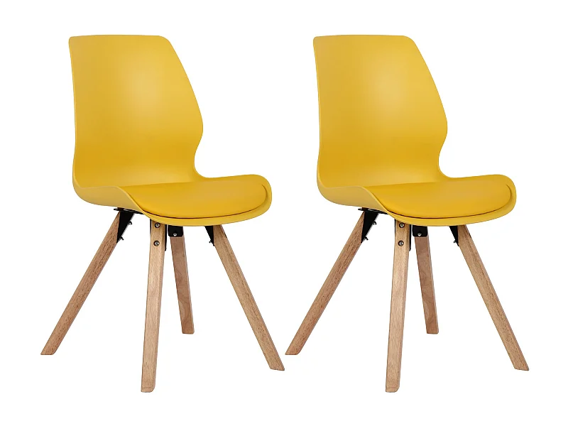 Lot de 2  chaise salle à manger - Plastique - Jaune - Luna