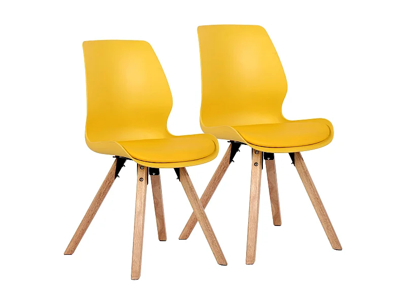 2er Set Esszimmerstuhl - Kunststoff - gelb - Luna