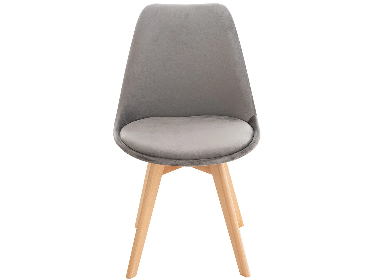 Lot de 4  chaise salle à manger - Velours - Gris - Linares