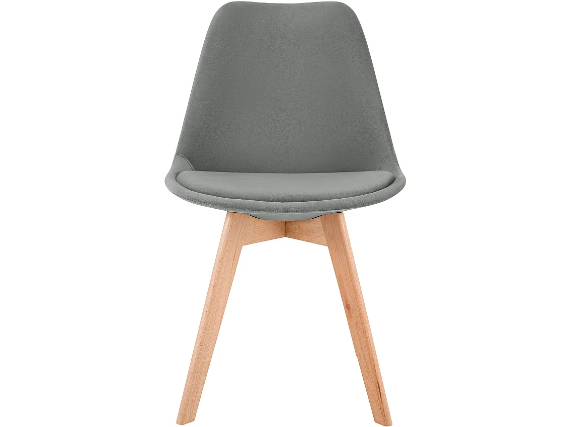 Lot de 4  chaise salle à manger - Velours - Gris - Linares
