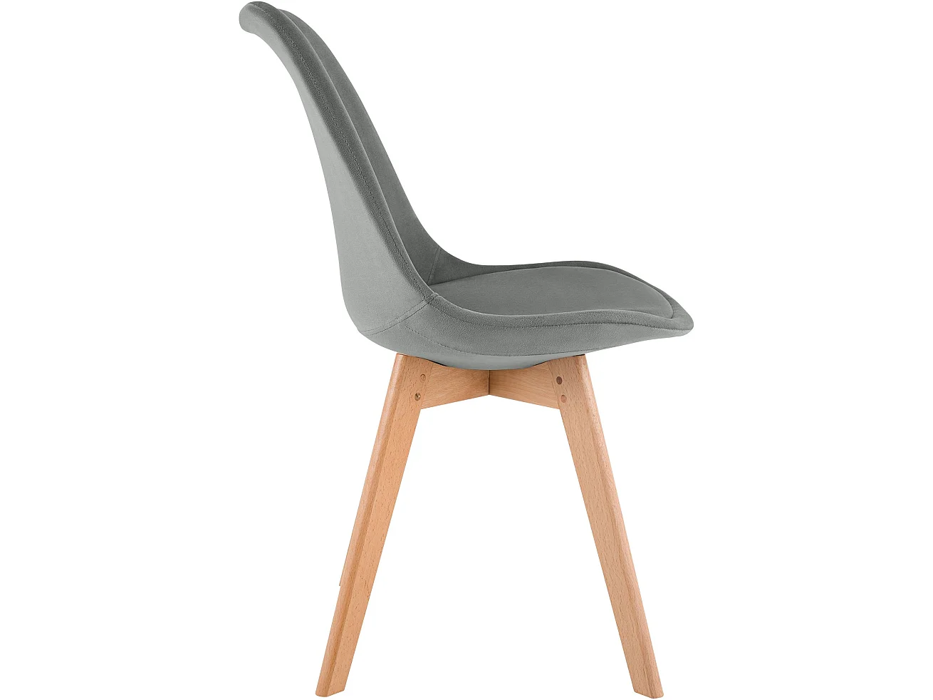 Lot de 4  chaise salle à manger - Velours - Gris - Linares