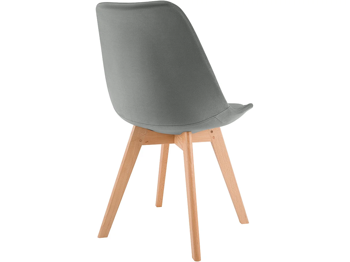 Lot de 4  chaise salle à manger - Velours - Gris - Linares