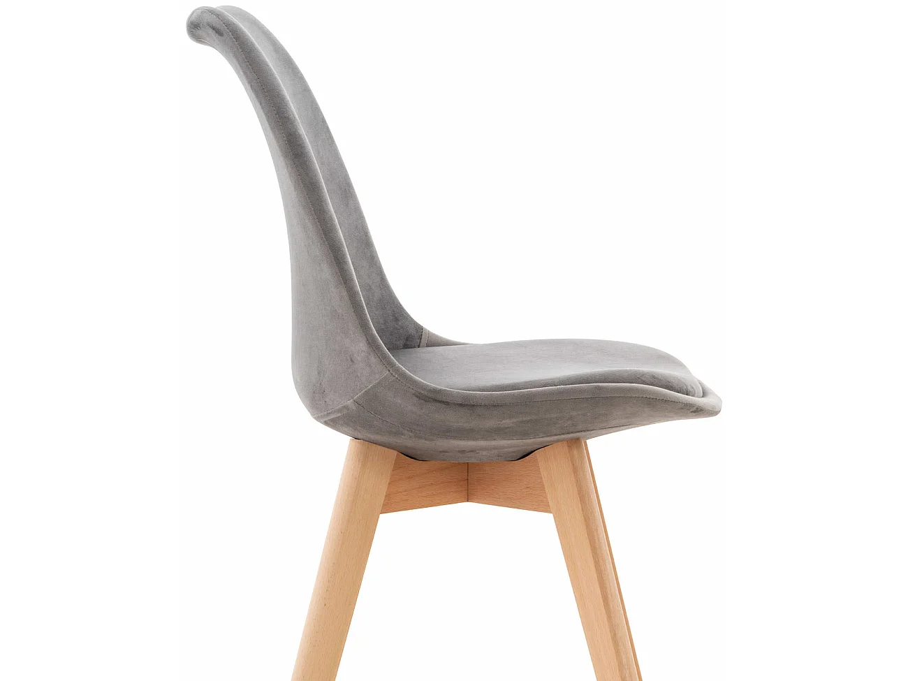 Lot de 4  chaise salle à manger - Velours - Gris - Linares