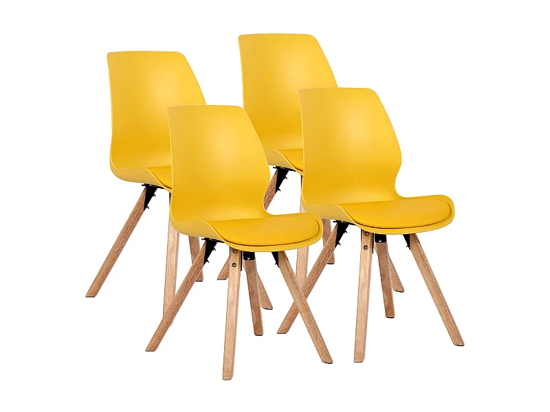 Lot de 4  chaise salle à manger - Plastique - Jaune - Luna