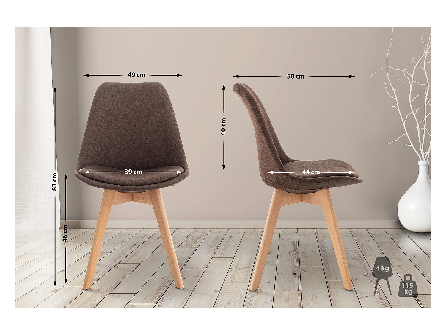 Esszimmerstuhl - Stoff - braun - Linares