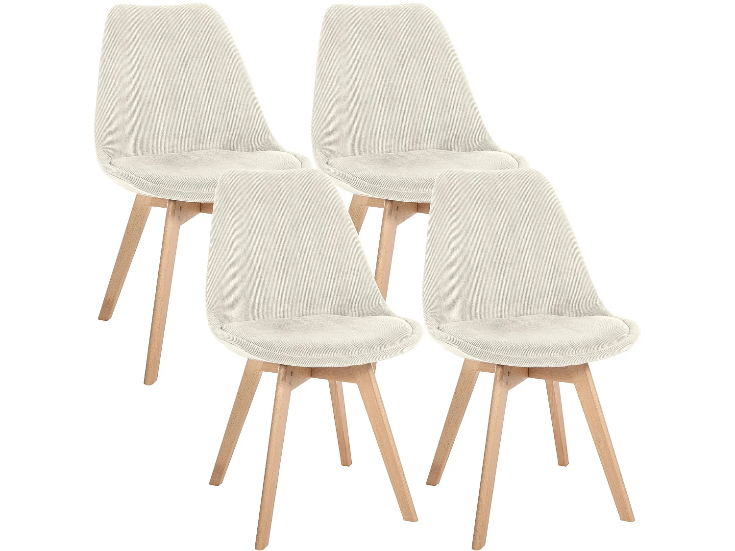 Lot de 4  chaise salle à manger - Cordon - Beige - Linares