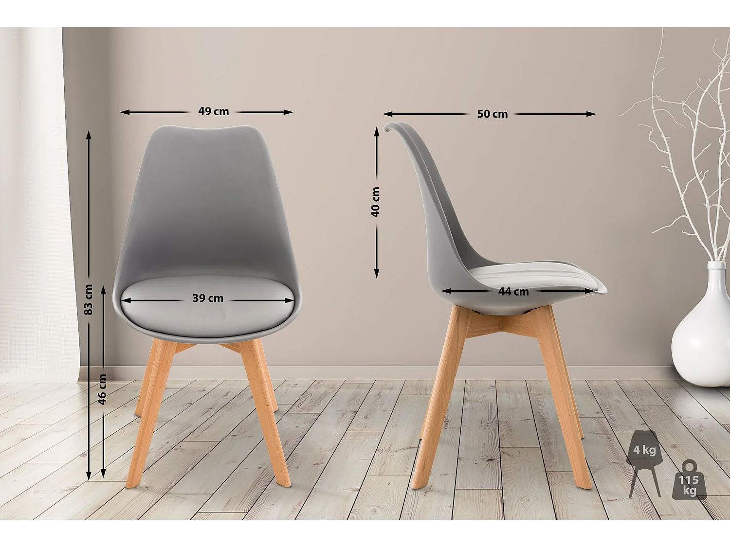 Eetkamerstoelen - Kunststof - grijs - Linares