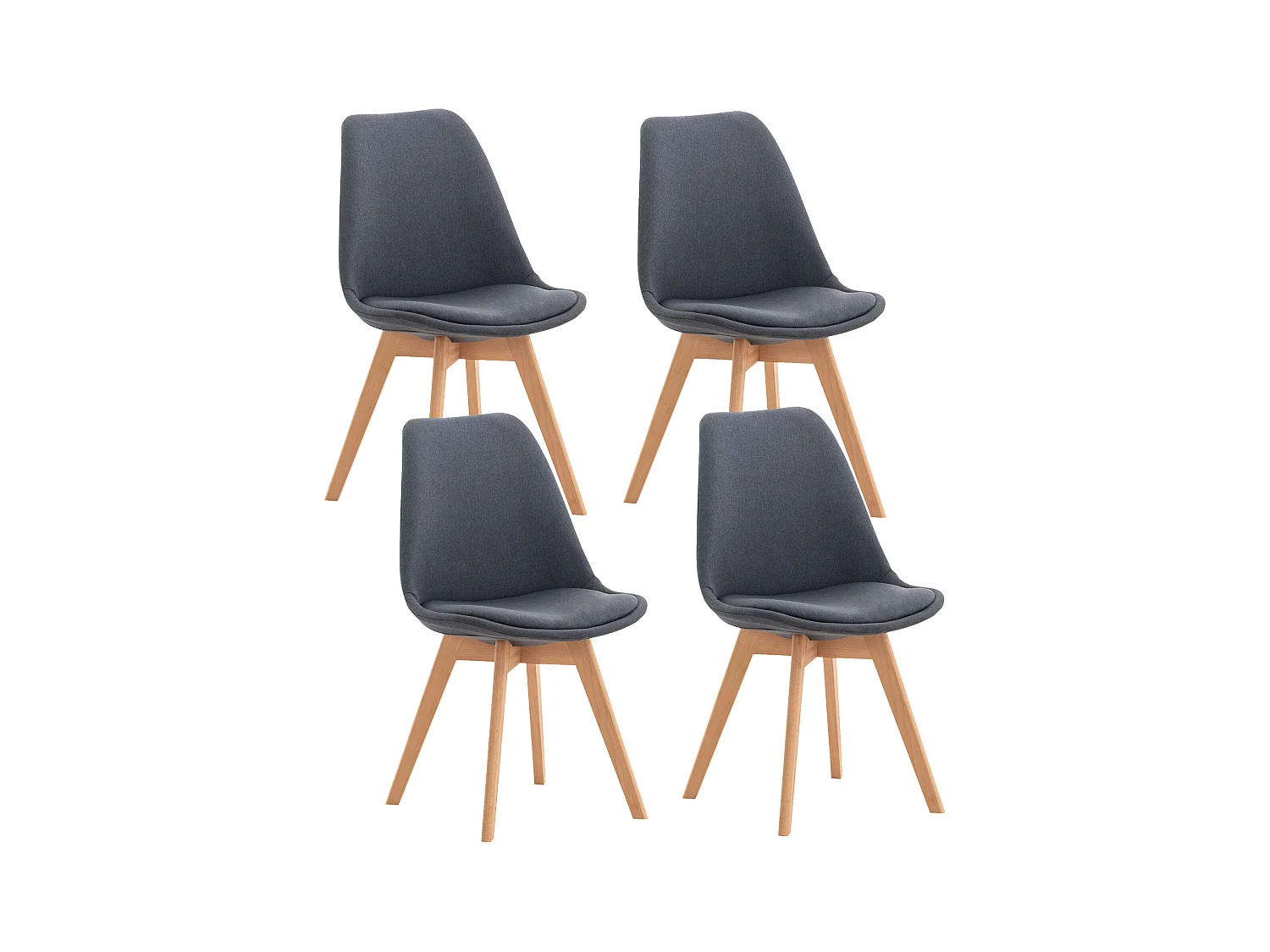 Lot de 4  chaise salle à manger - Tissu - Gris foncé - Linares