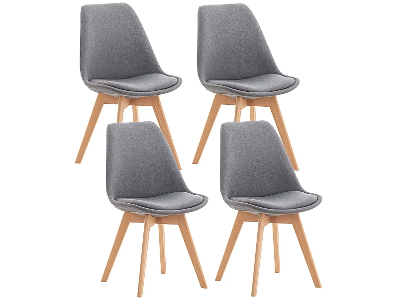 Set van 4  Eetkamerstoelen - Stof - licht grijs - Linares