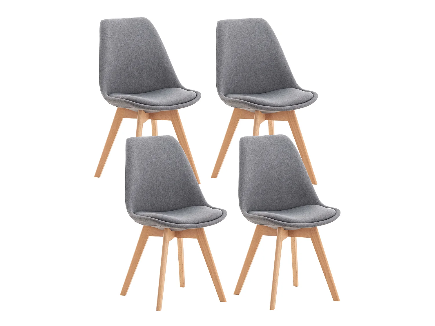 Lot de 4  chaise salle à manger - Tissu - Gris clair - Linares
