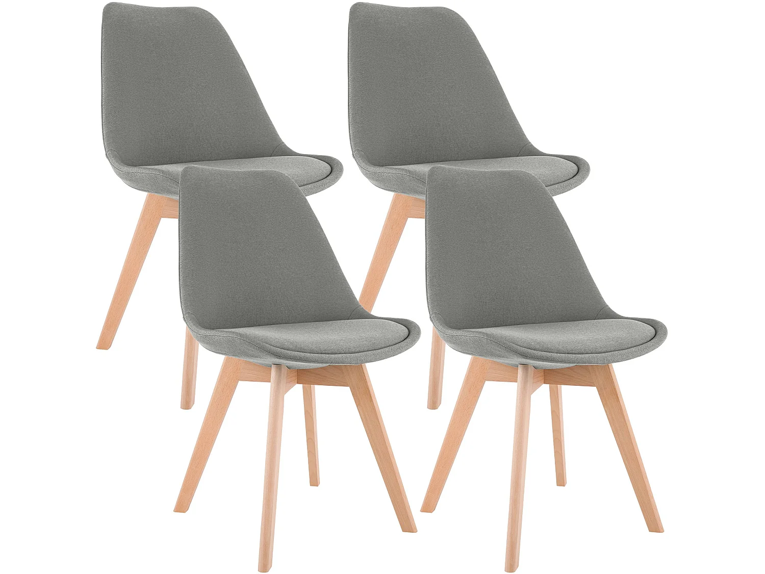 Lot de 4  chaise salle à manger - Tissu - Gris clair - Linares