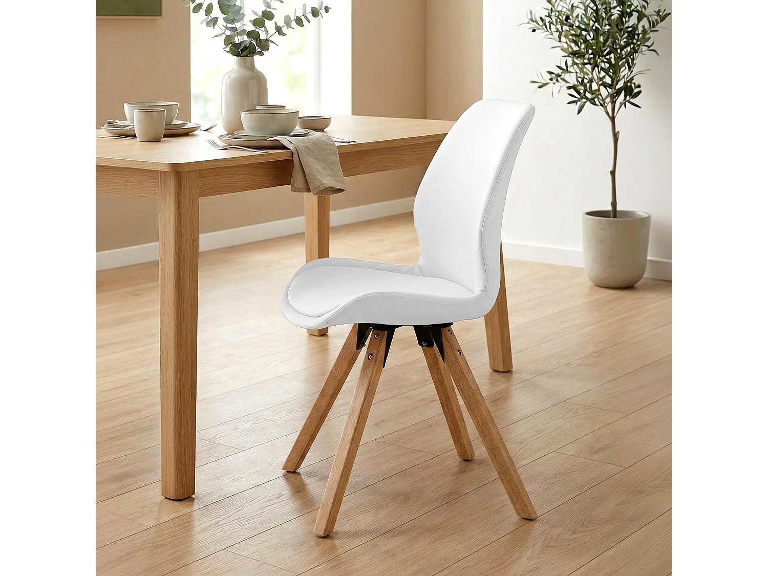 Lot de 2  chaise salle à manger - Plastique - Blanc - Luna