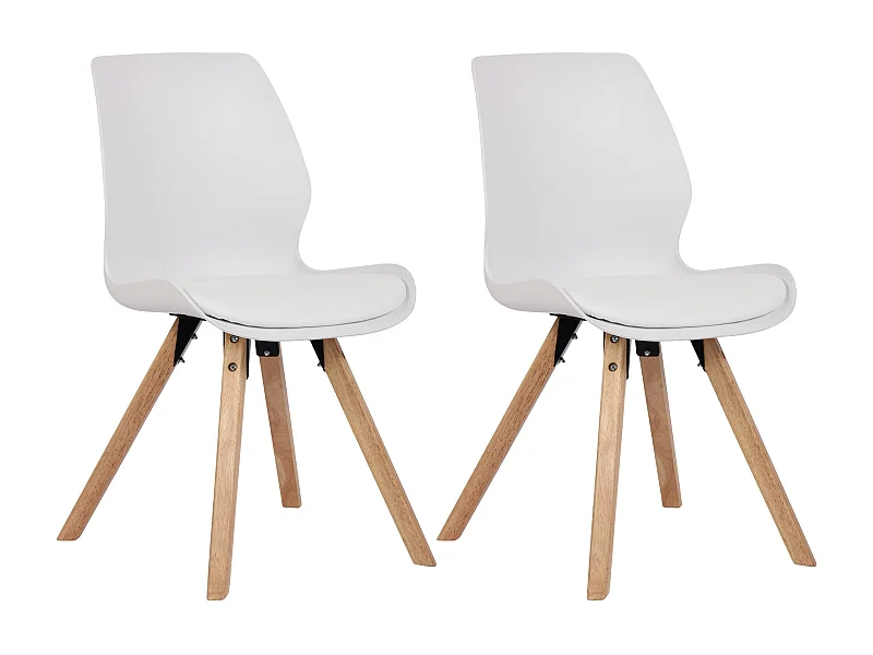 Lot de 2  chaise salle à manger - Plastique - Blanc - Luna