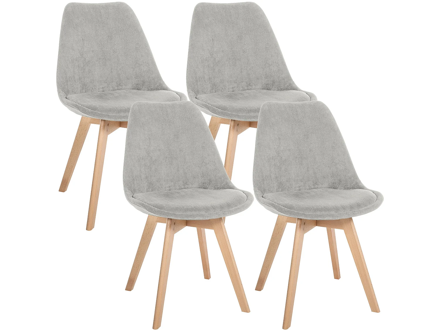 Lot de 4  chaise salle à manger - Cordon - Gris - Linares