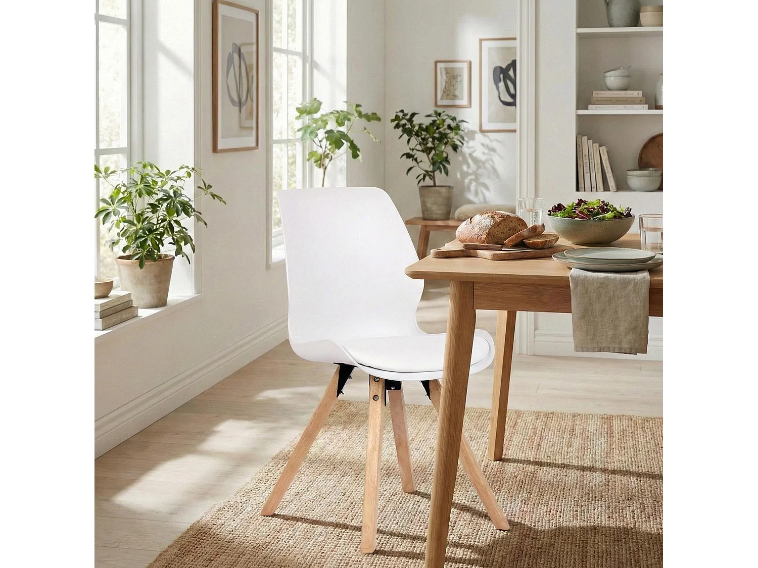 Lot de 4  chaise salle à manger - Plastique - Blanc - Luna