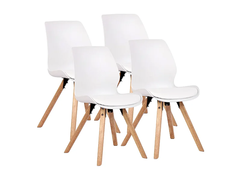 Set van 4  Eetkamerstoelen - Kunststof - wit - Luna
