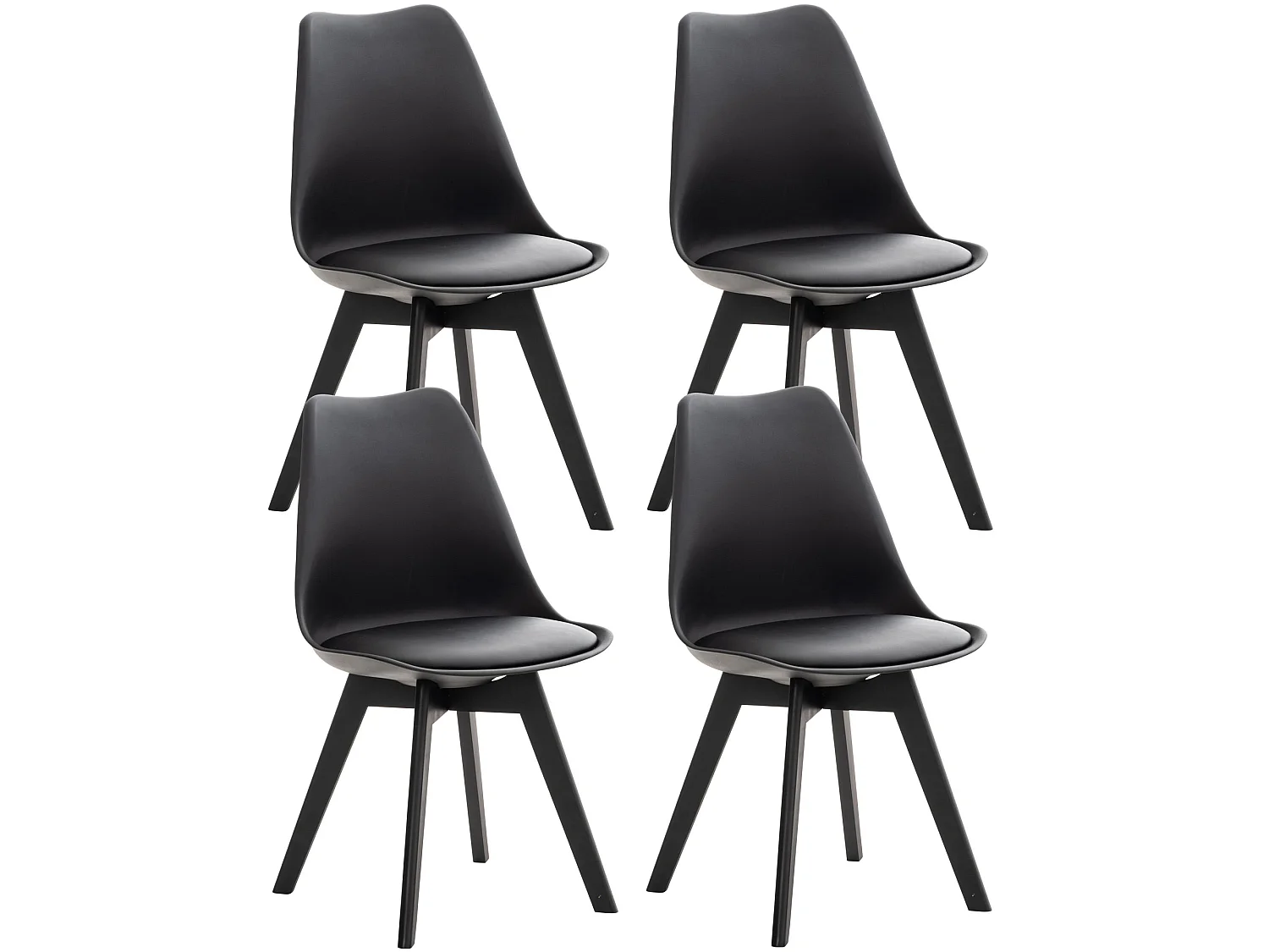 Set De 4  Silla de comedor - Plástico - Negro/negro - Linares