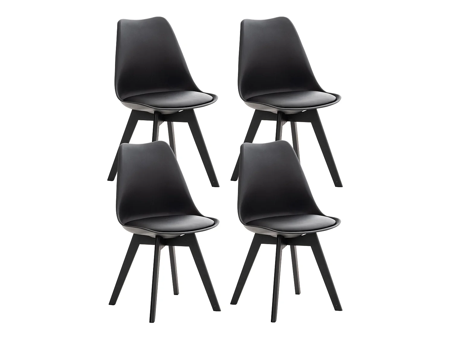 Lot de 4  chaise salle à manger - Plastique - Noir / Noir - Linares