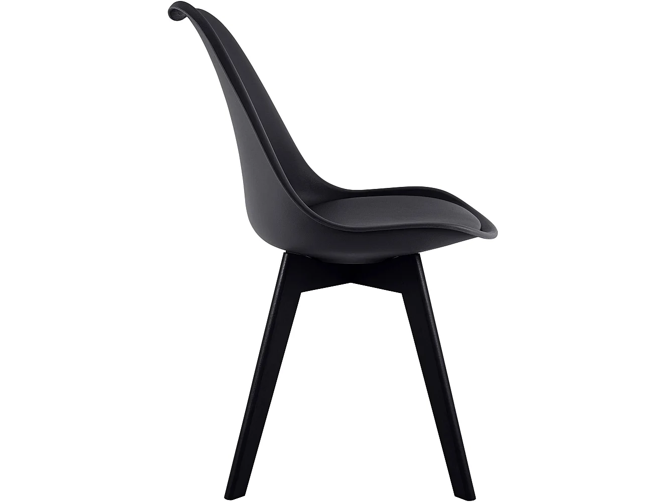 Lot de 4  chaise salle à manger - Plastique - Noir / Noir - Linares