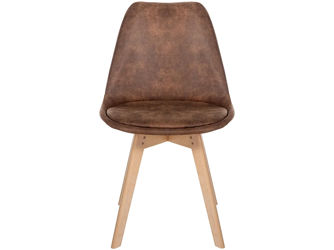Lot de 4  chaise salle à manger - Similicuir - Marron - Linares