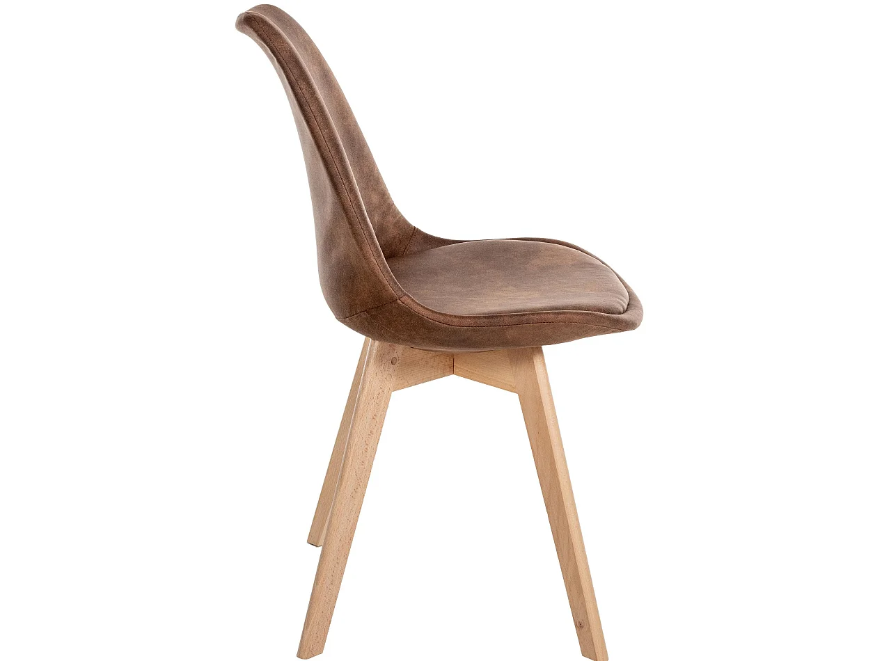 Lot de 4  chaise salle à manger - Similicuir - Marron - Linares